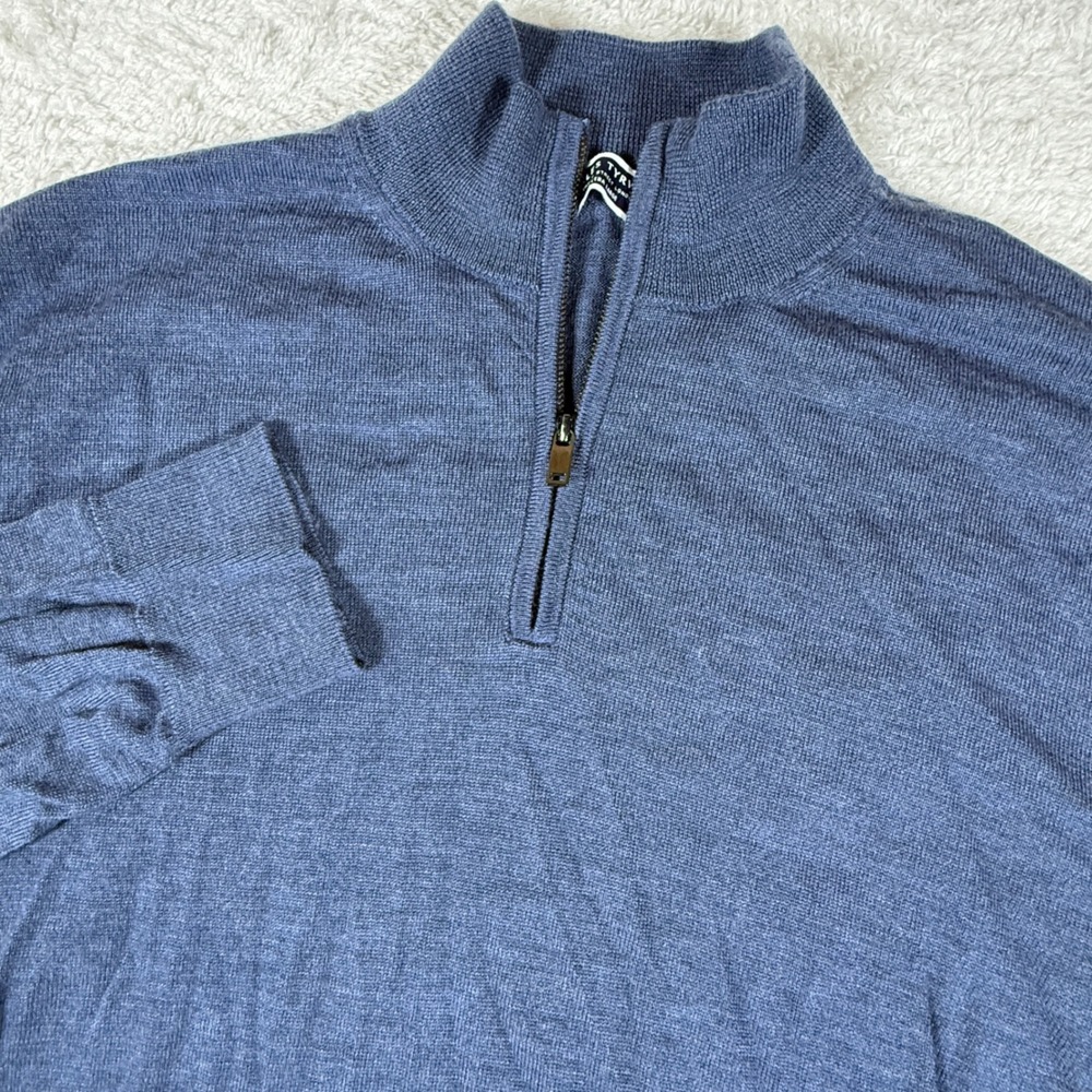 Charles Tyrwhitt 1/4 Zip Pullover Mens XL Blue Wool L/S Merino 680000123